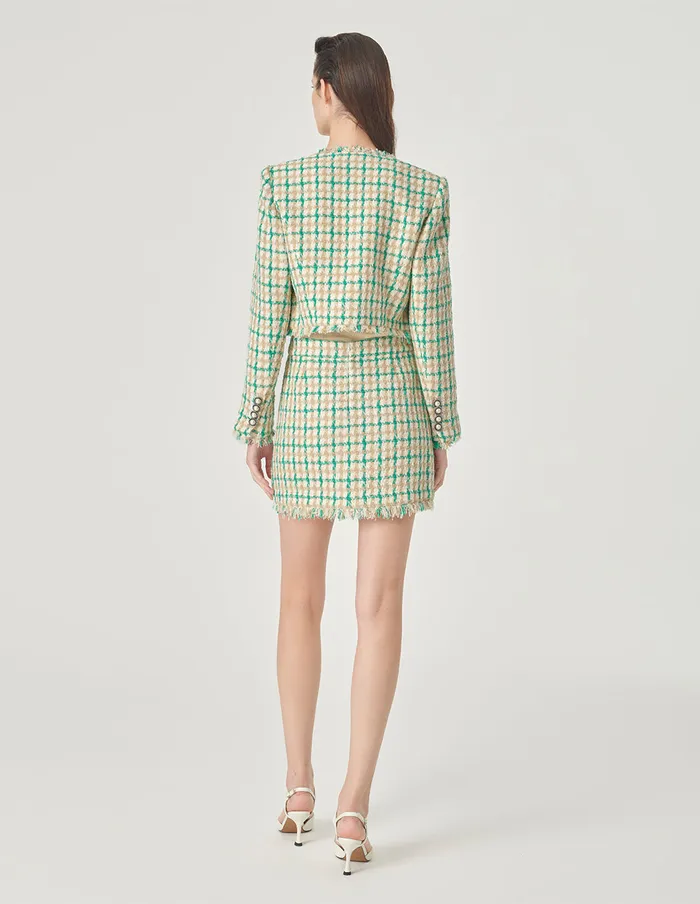 MARYLING Skirts Plaid Tweed Small A Line Skirt Green 8211 Women MARYLING Skirts Plaid Tweed Small A Line Skirt Green 8211 Women