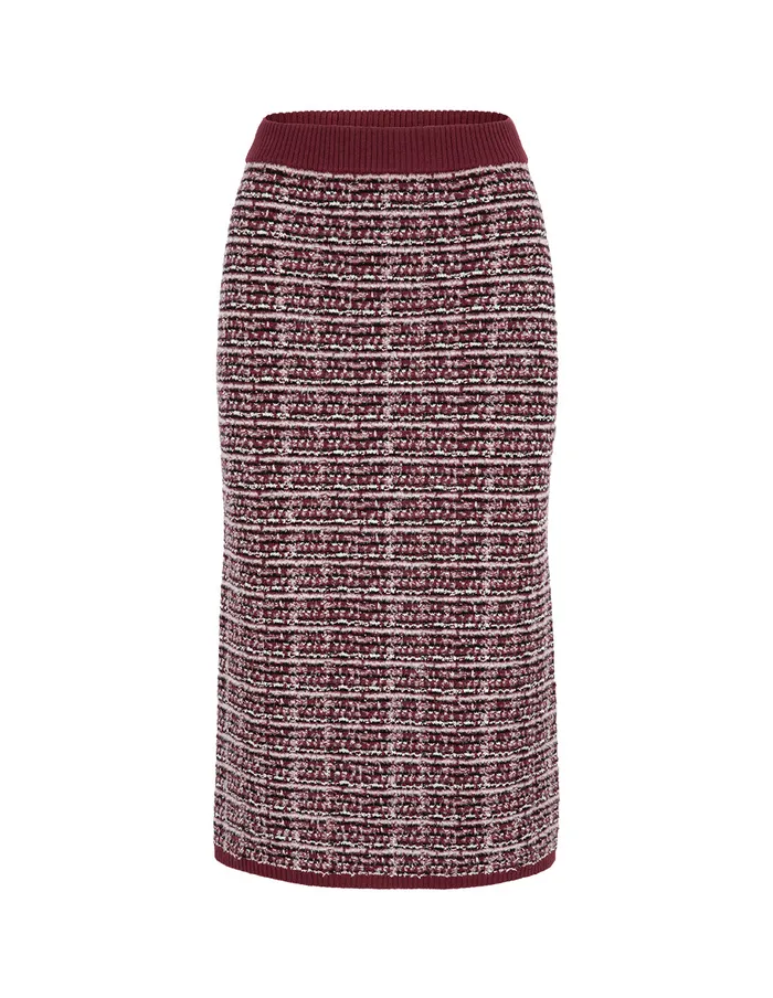MARYLING Skirts Red and Black Plaid Imitation Tweed Knitted KneeLength Straight Skirt Checkes 8211 Women MARYLING Skirts Red and Black Plaid Imitation Tweed Knitted KneeLength Straight Skirt Checkes 8211 Women