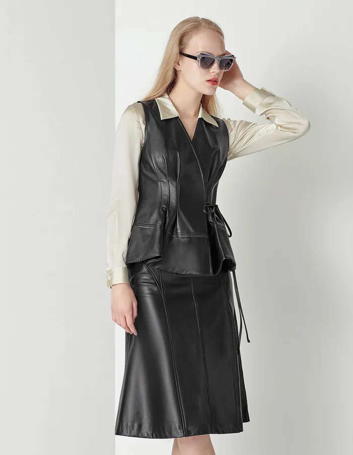 MARYLING Skirts Small Fishtail Split Sheepskin Skirt Black 8211 Women MARYLING Skirts Small Fishtail Split Sheepskin Skirt Black 8211 Women