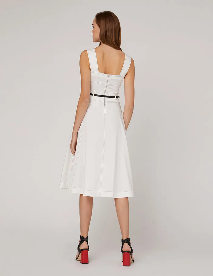 MARYLING Slip Dress Black Belt Wide Shoulder Vest Dress White 8211 Women MARYLING Slip Dress Black Belt Wide Shoulder Vest Dress White 8211 Women