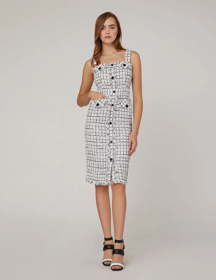 MARYLING Slip Dress CHECKED STRAP TWEED DRESS Mix 8211 Women