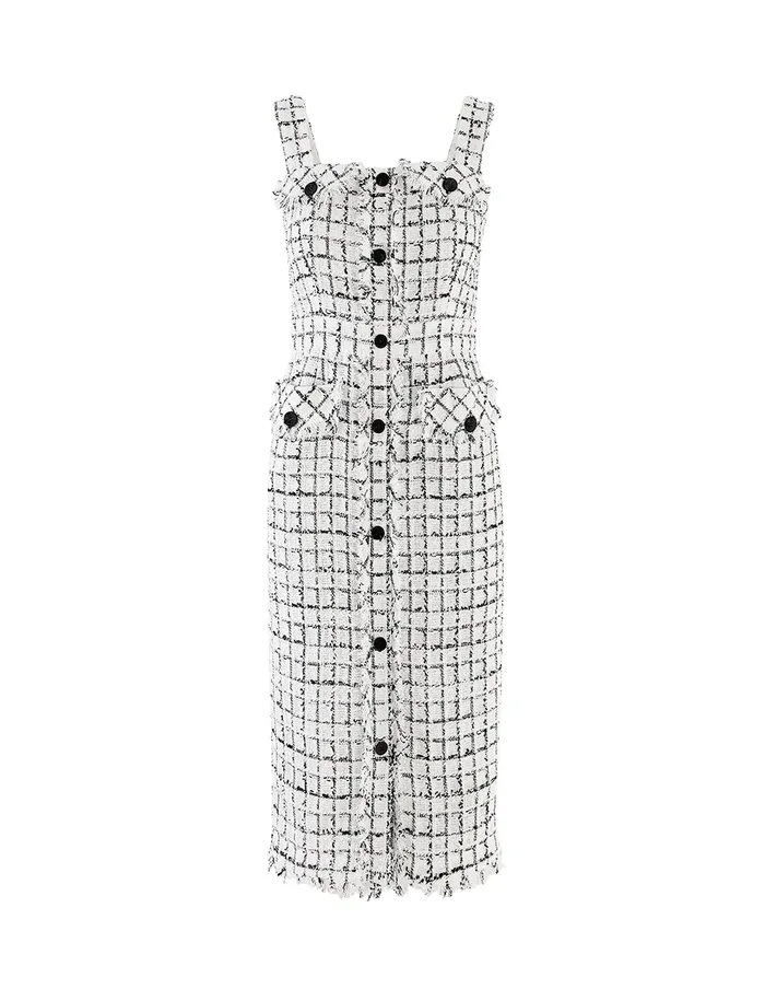 MARYLING Slip Dress CHECKED STRAP TWEED DRESS Mix 8211 Women MARYLING Slip Dress CHECKED STRAP TWEED DRESS Mix 8211 Women