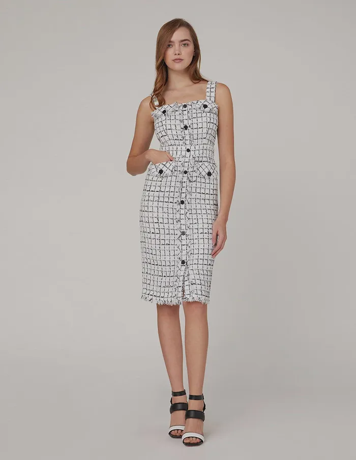 MARYLING Slip Dress CHECKED STRAP TWEED DRESS Mix 8211 Women MARYLING Slip Dress CHECKED STRAP TWEED DRESS Mix 8211 Women