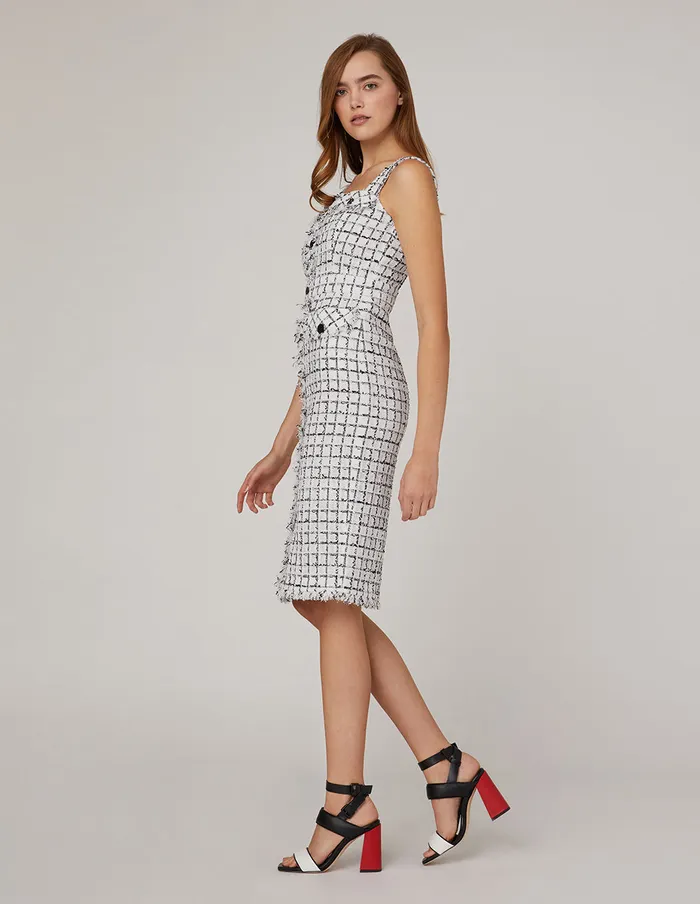 MARYLING Slip Dress CHECKED STRAP TWEED DRESS Mix 8211 Women MARYLING Slip Dress CHECKED STRAP TWEED DRESS Mix 8211 Women