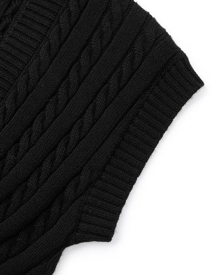 MARYLING Vest Black VNeck Knot Waist Vest Black 8211 Women MARYLING Vest Black VNeck Knot Waist Vest Black 8211 Women