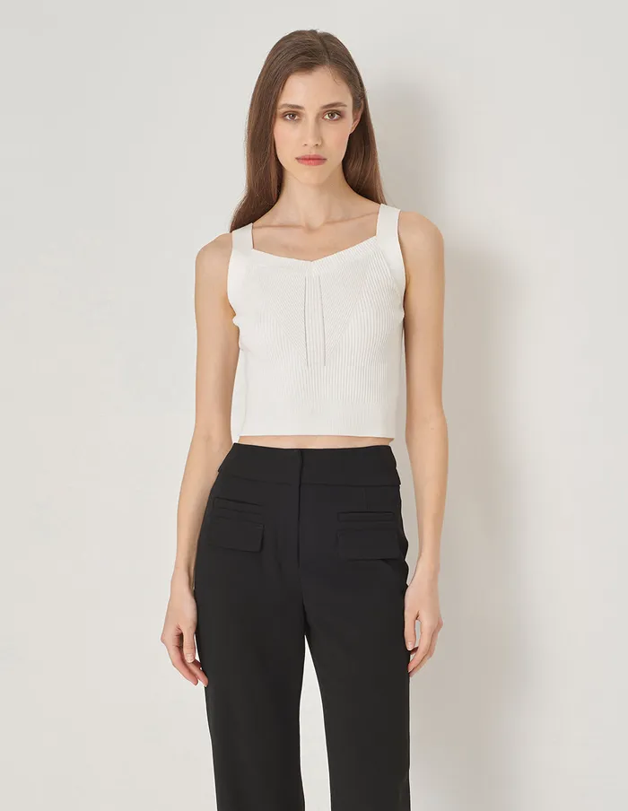 MARYLING Vest Diamond Collar Knit Tank Top Snow 8211 Women MARYLING Vest Diamond Collar Knit Tank Top Snow 8211 Women