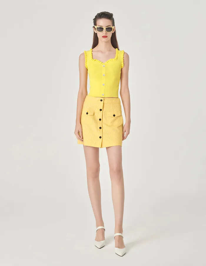 MARYLING Vest EarringCollar Geometric Stripe Knitted Vest Yellow 8211 Women