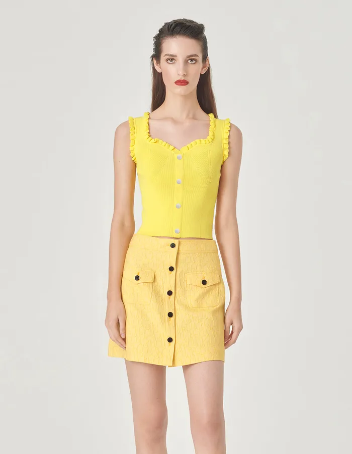 MARYLING Vest EarringCollar Geometric Stripe Knitted Vest Yellow 8211 Women MARYLING Vest EarringCollar Geometric Stripe Knitted Vest Yellow 8211 Women