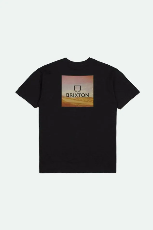 Men Alpha Square SS Standard TShirt Blackgoldbrown Brixton TShirts