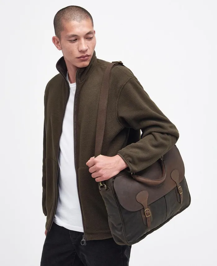 Men Bags and Luggage Barbour Wax Leather Briefcase Navy