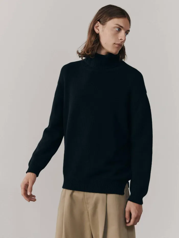 Men Begg X Co Sweaters Sloane Roll Collar Cashmere Sweater Black