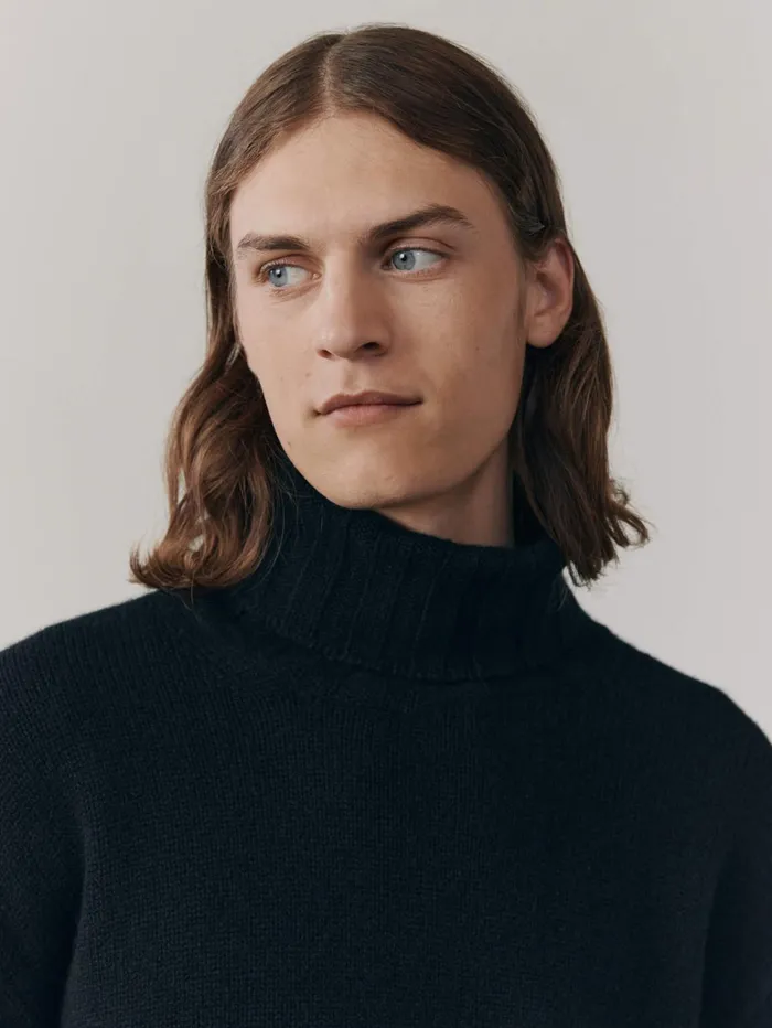 Men Begg X Co Sweaters Sloane Roll Collar Cashmere Sweater Black