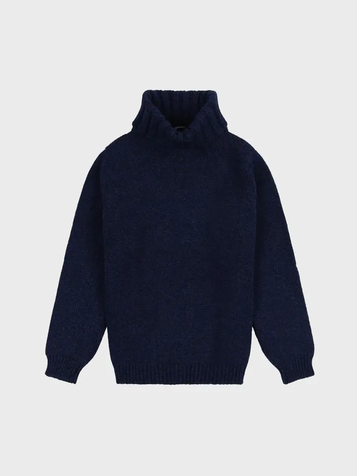 Men Begg X Co Sweaters Tweedy Roll Cashmere Sweater Indigo Marl