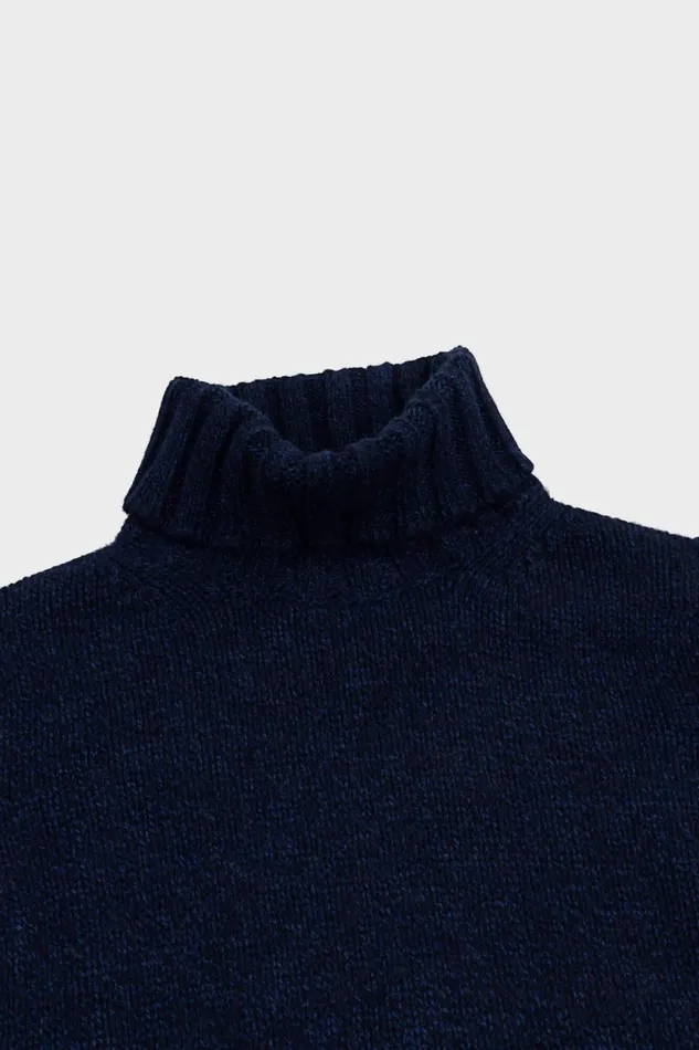 Men Begg X Co Sweaters Tweedy Roll Cashmere Sweater Indigo Marl