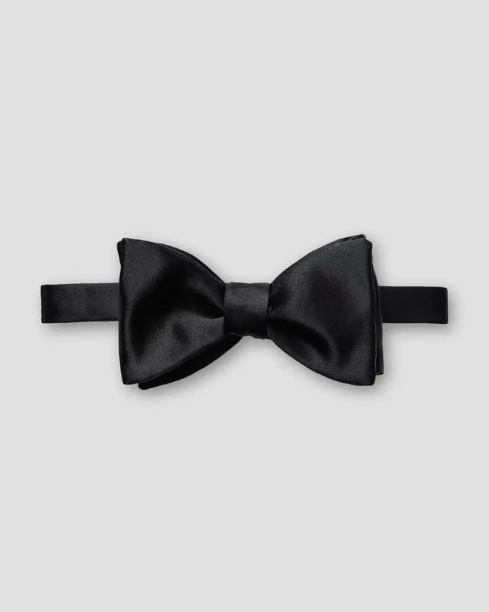 Men Black Silk Bow Tie Self Tied Black Eton Bow Ties