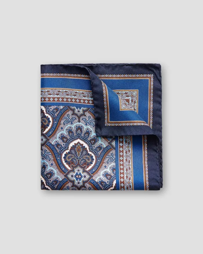 Men Blue Paisley Print Pocket Square Blue Eton Pocket Squares