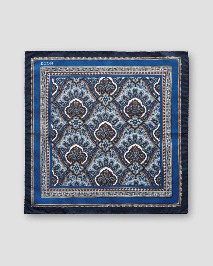 Men Blue Paisley Print Pocket Square Blue Eton Pocket Squares Men Blue Paisley Print Pocket Square Blue Eton Pocket Squares