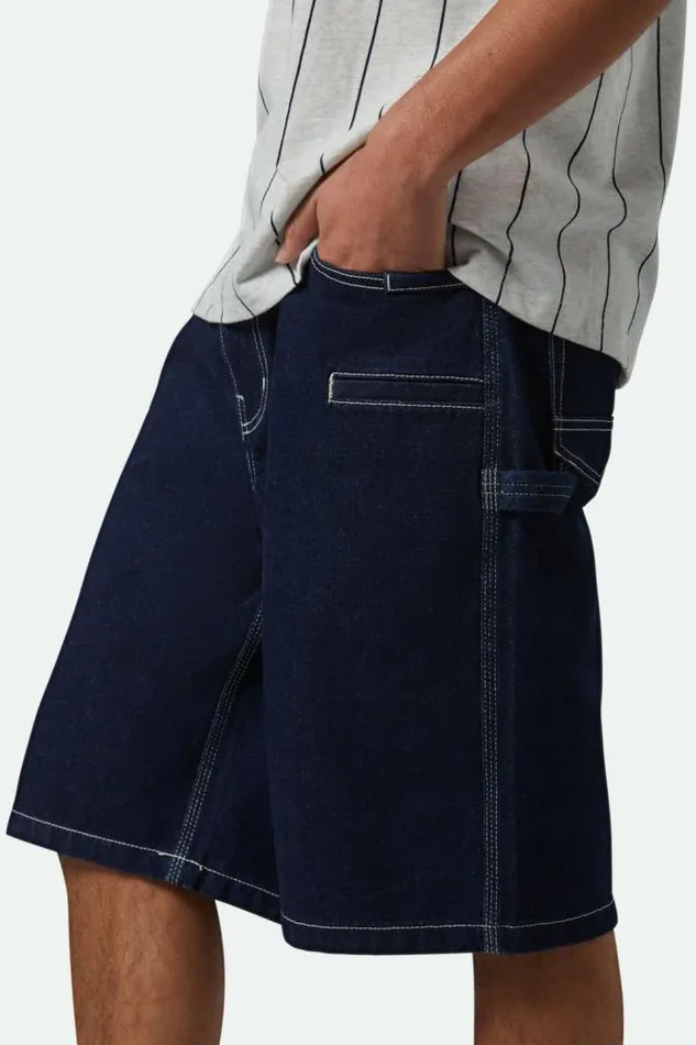 Men Builders Carpenter Baggy Short Rinse Denim Brixton Shorts and Swim