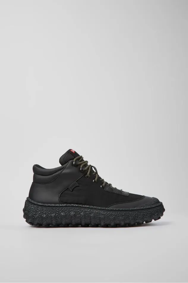 Men Camper Ankle Boots Ground MICHELIN Black Textile And Leather Shoes