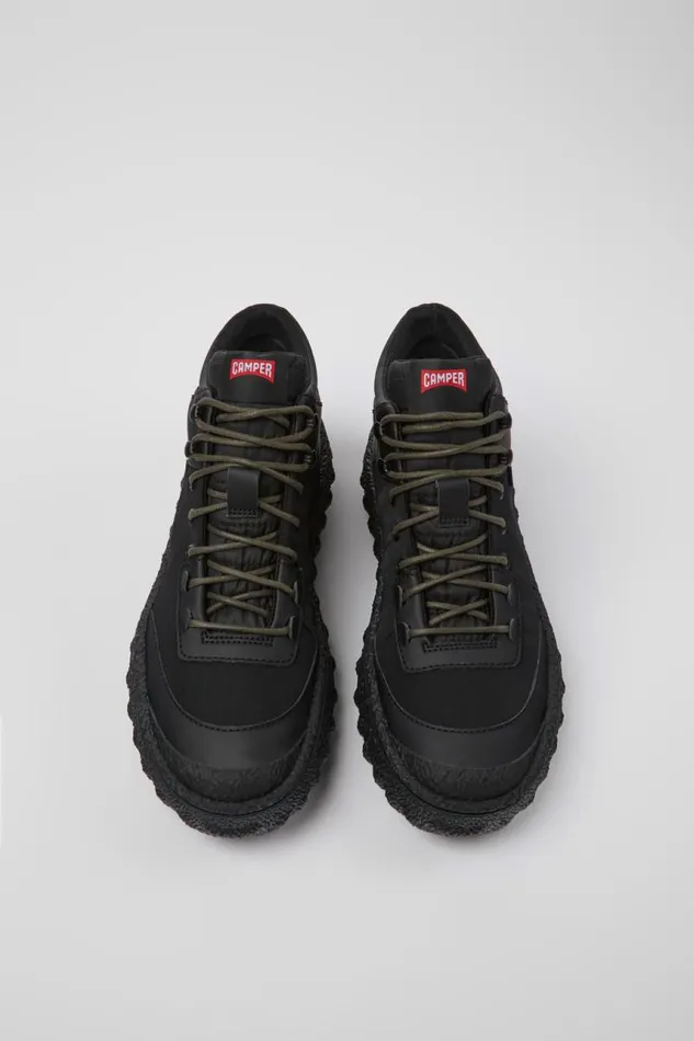 Men Camper Ankle Boots Ground MICHELIN Black Textile And Leather Shoes