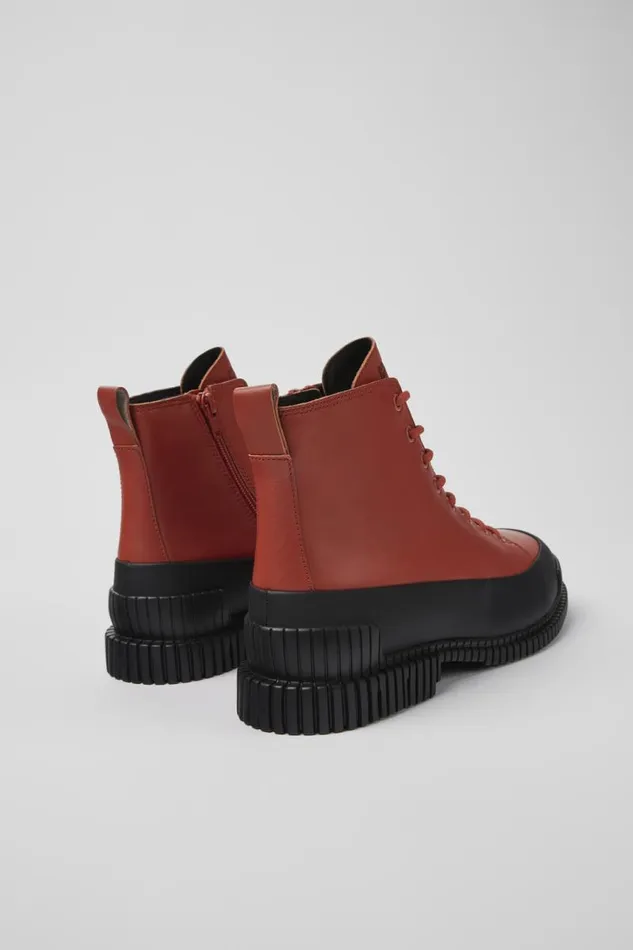 Men Camper Ankle Boots Pix Brown And Black Leather Laceup Boots