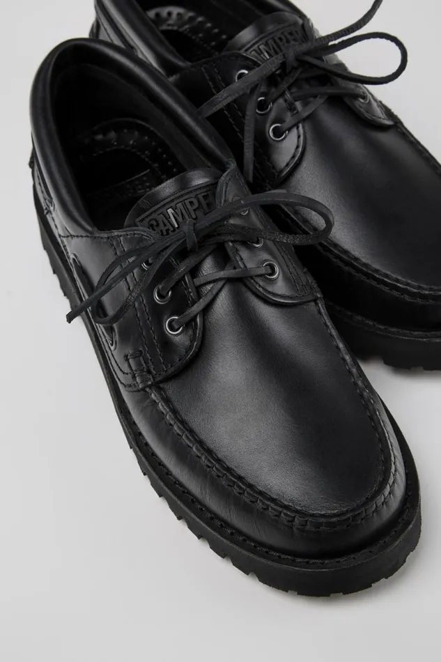 Men Camper Casual Shoes Nautico Black Boat Shoe