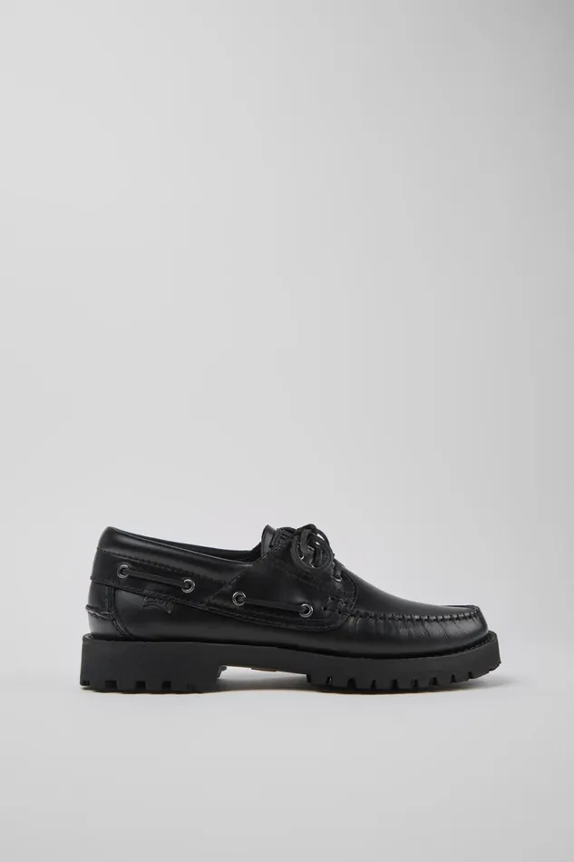 Men Camper Casual Shoes Nautico Black Boat Shoe