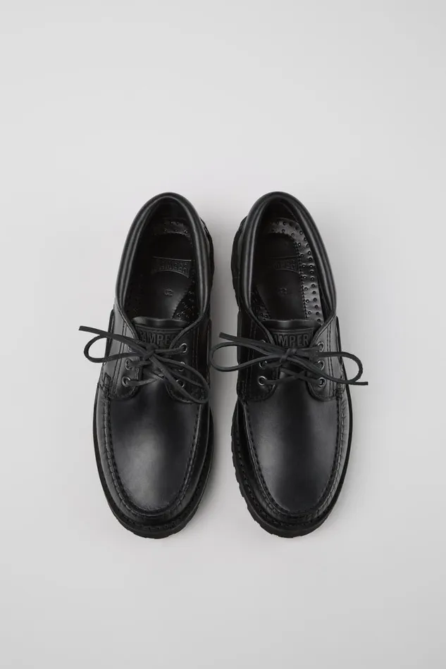 Men Camper Casual Shoes Nautico Black Boat Shoe