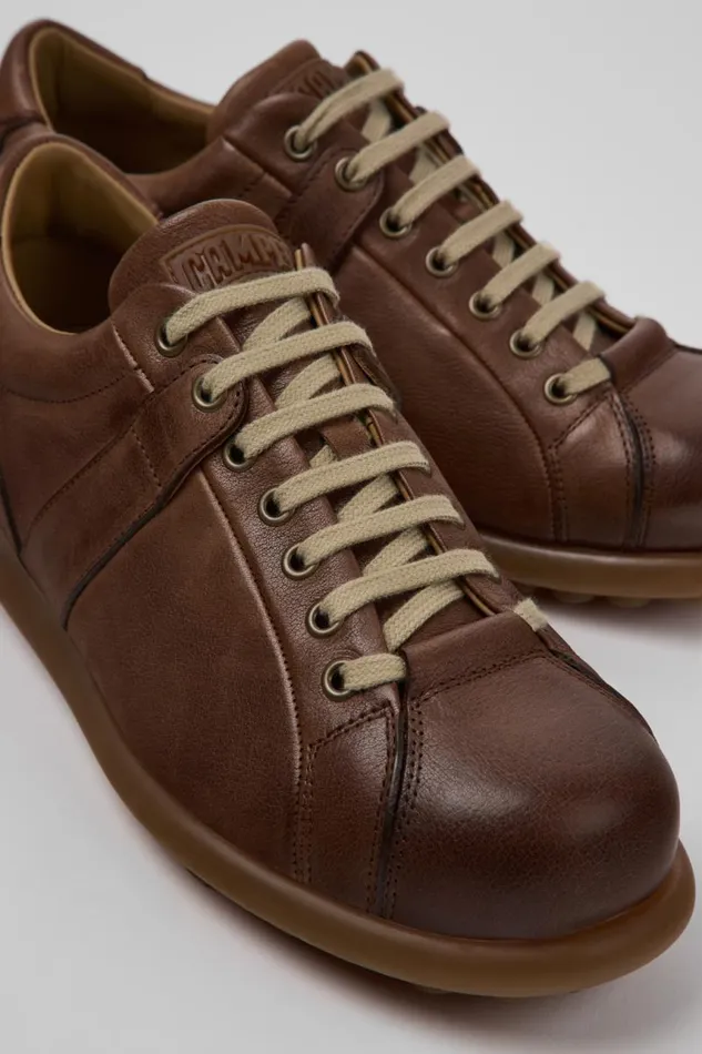 Men Camper Casual Shoes Pelotas Brown Leather Shoes