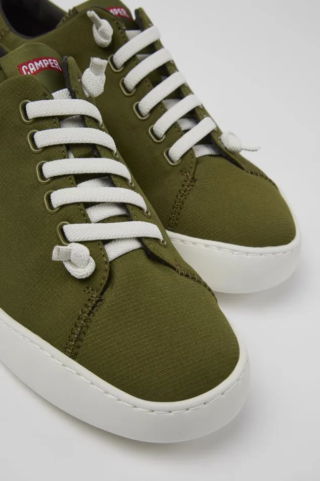 Men Camper Casual Shoes Peu Touring Green Textile Sneaker