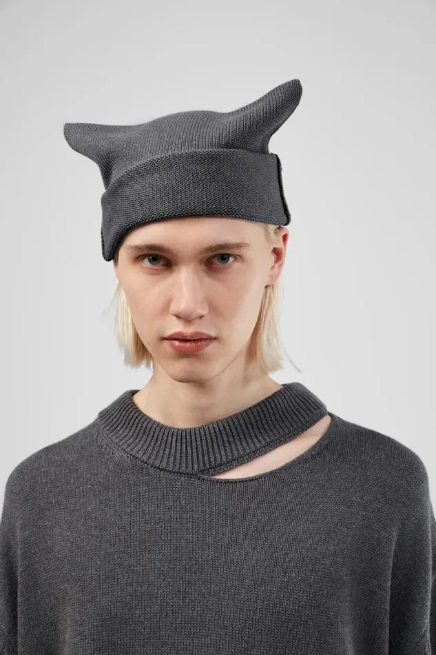 Men Camper Knit Knit Hat Gray Melange Knit Hat One Size