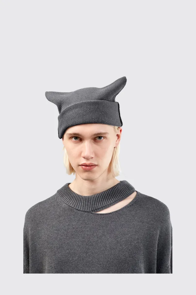 Men Camper Knit Knit Hat Gray Melange Knit Hat One Size Men Camper Knit Knit Hat Gray Melange Knit Hat One Size