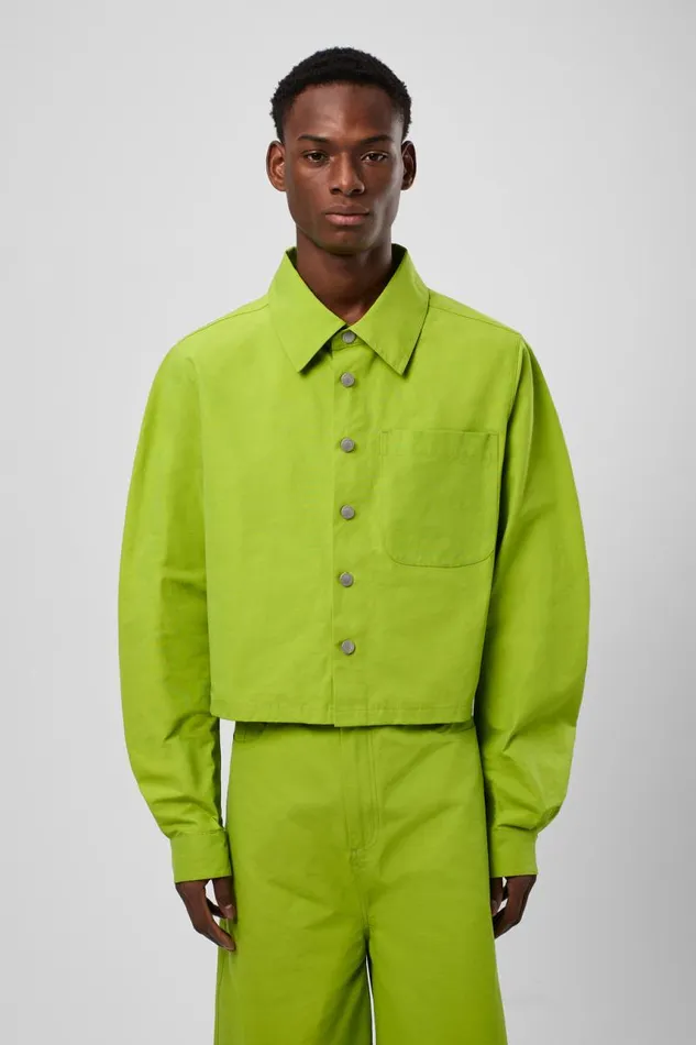 Men Camper Tops Tech Shirt Green CottonNylon Shirt
