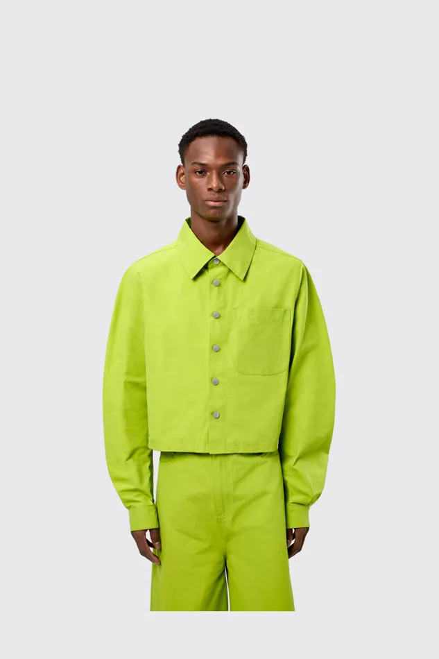 Men Camper Tops Tech Shirt Green CottonNylon Shirt Men Camper Tops Tech Shirt Green CottonNylon Shirt