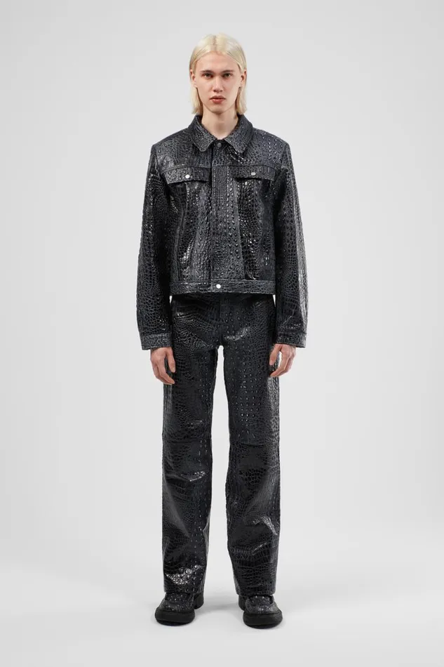 Men Camper TrousersandShorts Leather Pants Dark Gray Leather Trousers