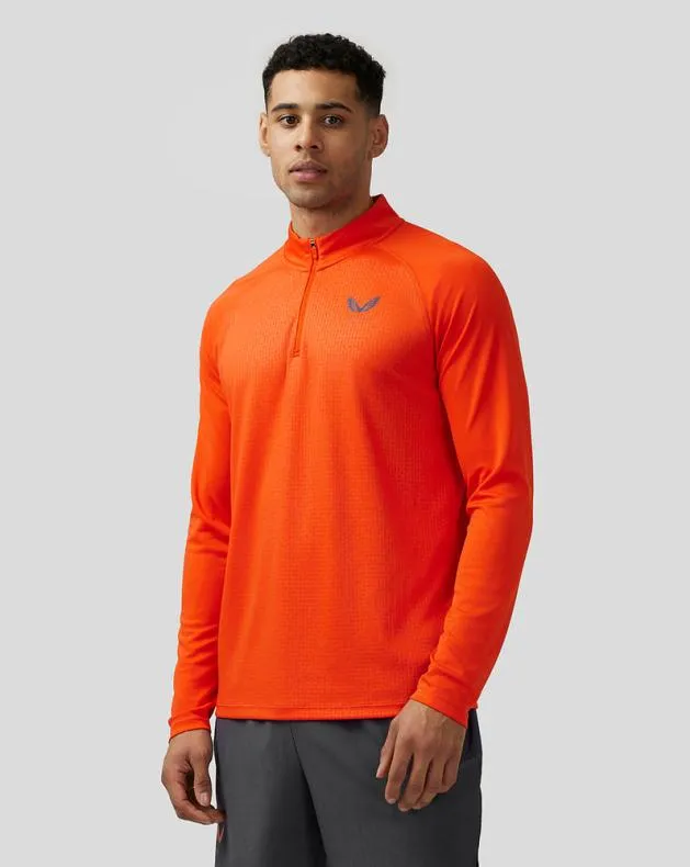 Men Castore Tops Adapt Quarter Zip Top 8211 Deep Orange