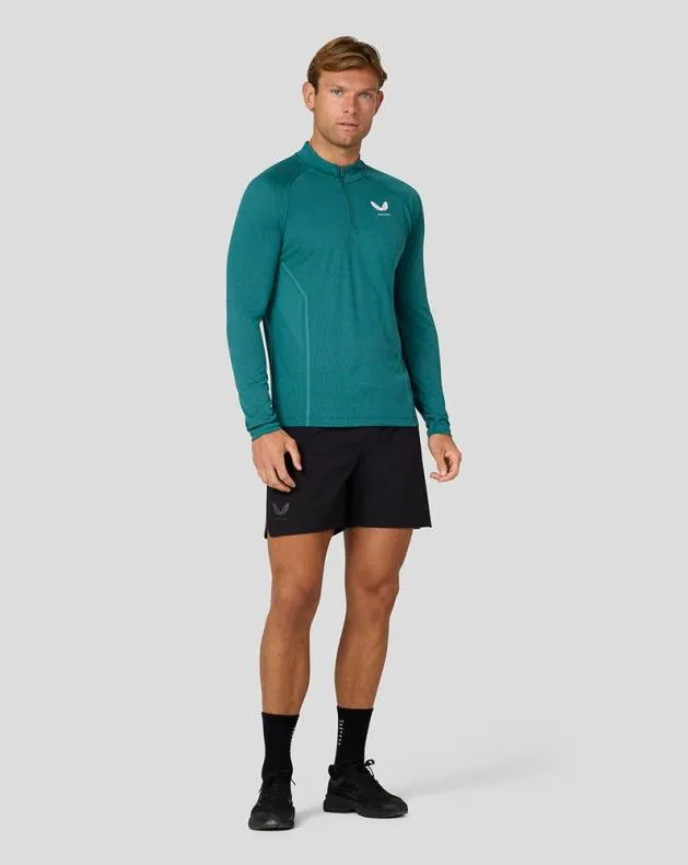 Men Castore Tops Apex Long Sleeve Engineered Knit Quarter Zip Top 8211 Bright Aqua