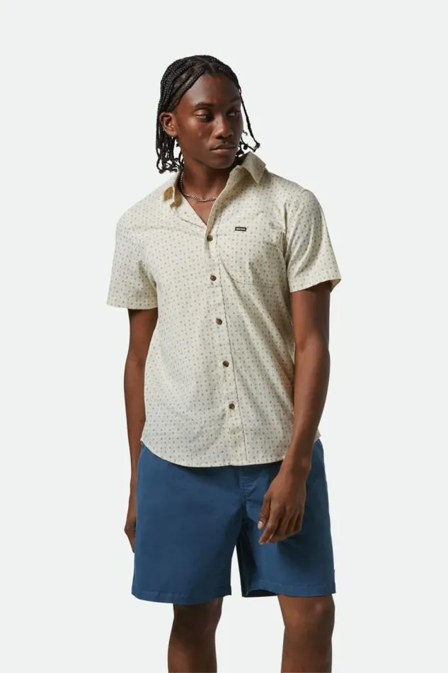 Men Charter Print SS Shirt Off Whitemicro Floral Brixton Button Ups