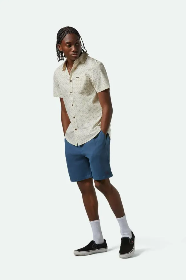 Men Charter Print SS Shirt Off Whitemicro Floral Brixton Button Ups