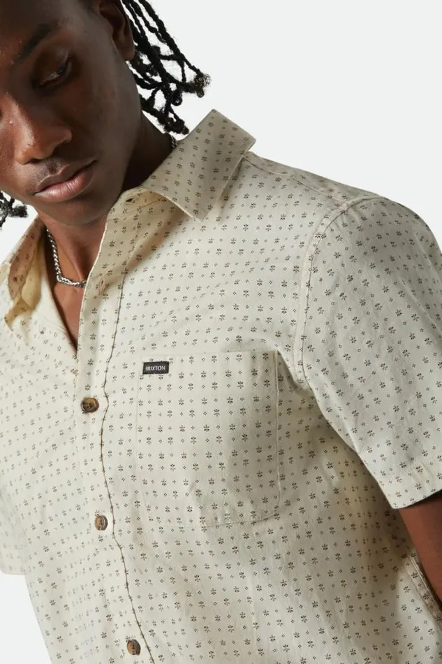 Men Charter Print SS Shirt Off Whitemicro Floral Brixton Button Ups