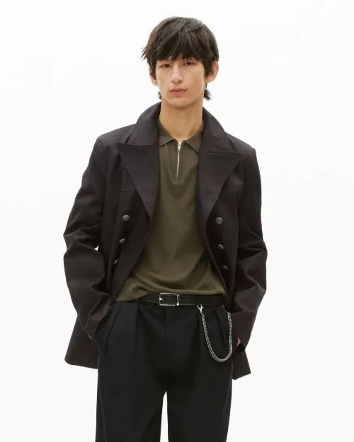 Men Coats and Jackets The Kooples Gray Cotton Coat Dark Grey