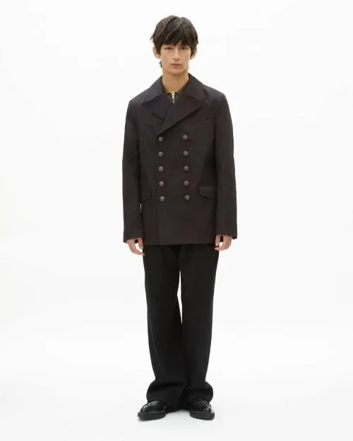 Men Coats and Jackets The Kooples Gray Cotton Coat Dark Grey