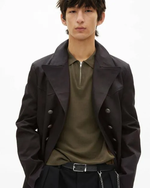 Men Coats and Jackets The Kooples Gray Cotton Coat Dark Grey