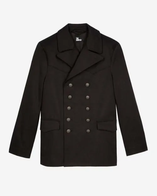 Men Coats and Jackets The Kooples Gray Cotton Coat Dark Grey