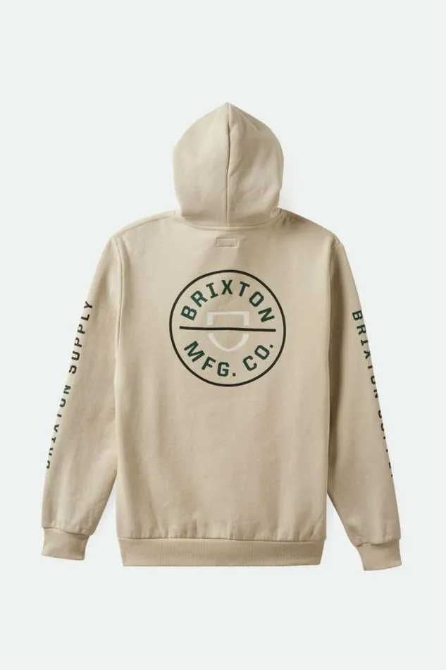 Men Crest Hoodie Beigeblackpine Needle Brixton Sweatshirts and Hoodies