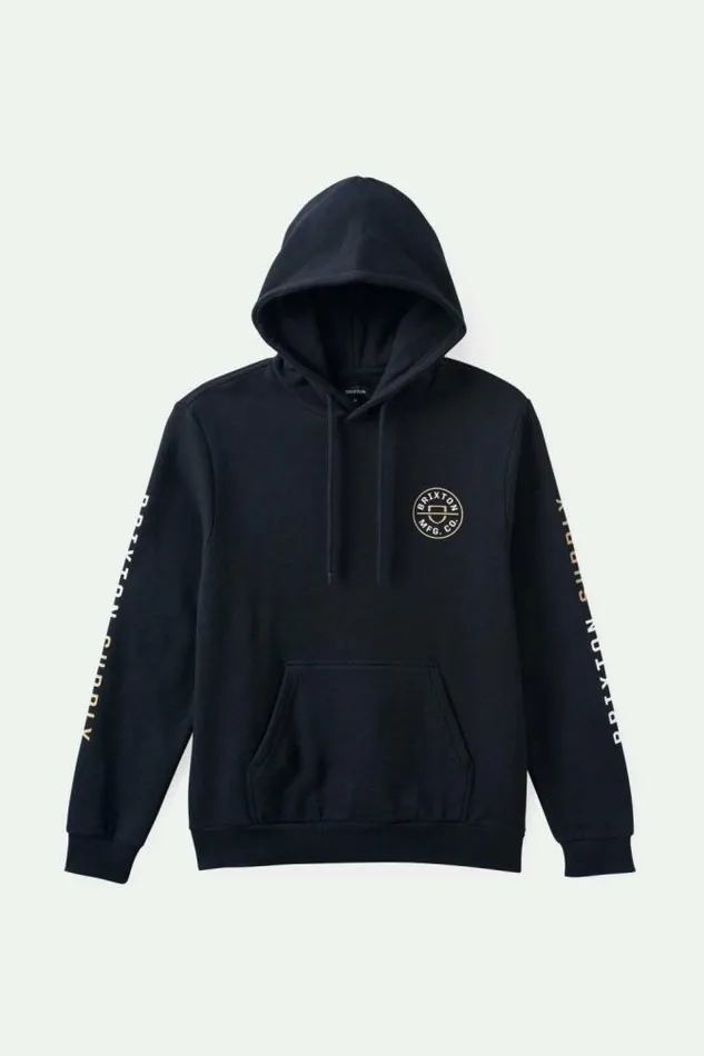 Men Crest Hoodie Blacksandwhite Brixton Sweatshirts and Hoodies