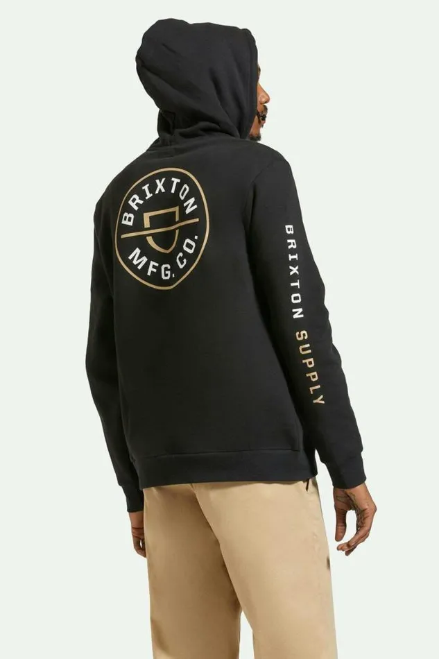 Men Crest Hoodie Blacksandwhite Brixton Sweatshirts and Hoodies