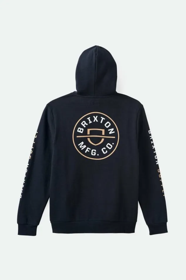 Men Crest Hoodie Blacksandwhite Brixton Sweatshirts and Hoodies