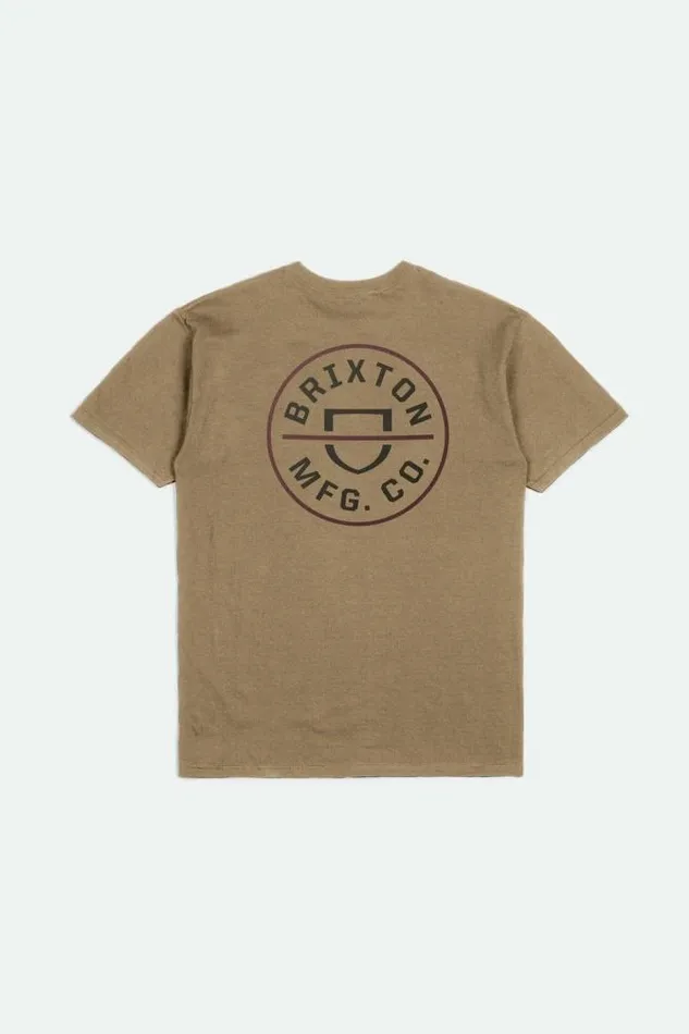 Men Crest II SS Standard TShirt Tiger039s Eyewashed Blackmahogany Brixton TShirts