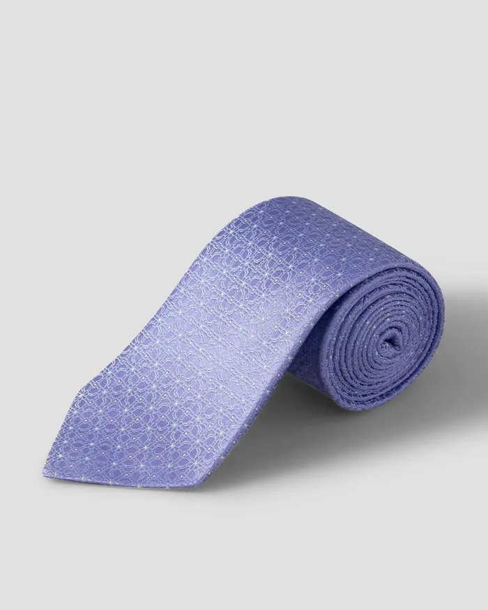 Men Flower Silk Tie Purple Eton Ties